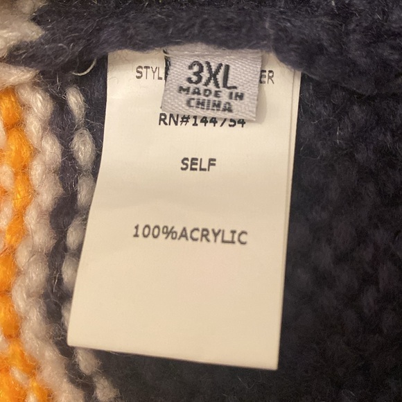 Perfectly Priscilla Don't Settle Of Shoulder Sweater - Navy/Yellow Size 3XL - Picture 8 of 8